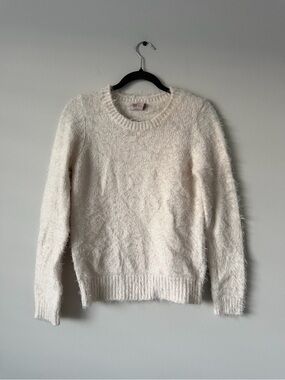 Ivory Fuzzy Crewneck Sweater